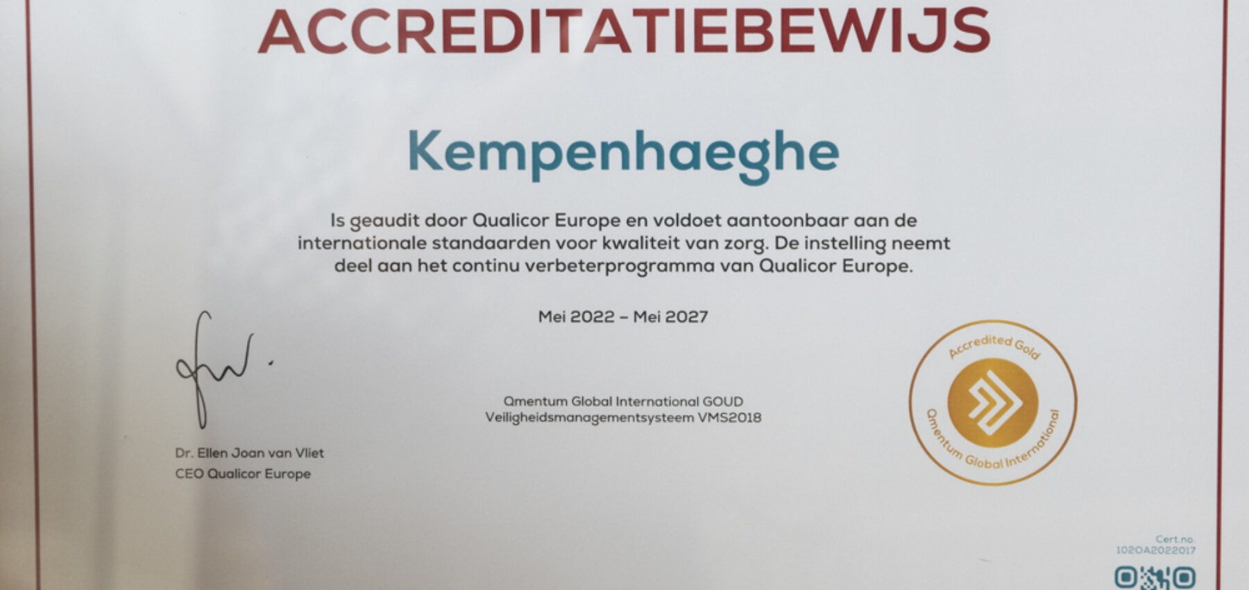 FGH8796 Uitreiking Qualicor certificaat 17 mei 2022